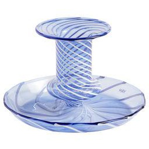 Kerzenleuchter Flare Stripe Small glas blau / H 7,5 cm - Glas - Hay - Blau