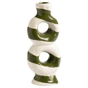 Kerzenleuchter Loop keramik grün / Keramik - L 8 x H 18 cm - & klevering - Grün