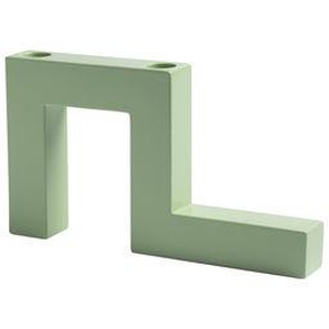 Kerzenleuchter Tube Medium keramik grün / L 24,5 x Breite 3,5 x H 14 cm - & klevering - Grün
