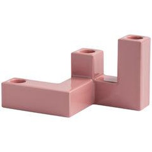 Kerzenleuchter Tube Small keramik rosa / L 18 x Breite 10,5 x H 10,5 cm - & klevering - Rosa