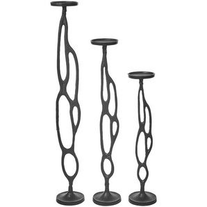Kerzenständer 3er Set Schwarz Aluminium Hoch Modernes Industrielles Design Handgefertigt Verschiedene Größen Tischdeko Deko Haushalt & Wohnen