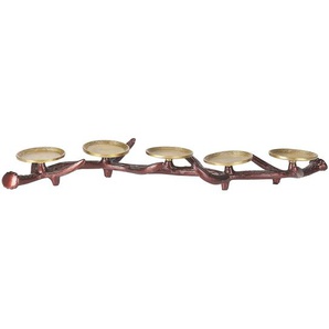 Kerzenständer Braun und Gold Aluminium 5-flammig Zweig-Form für Teelichter Stumpenkerzen Tischdeko Accessoire Dekoartikel Haushalt & Wohnen