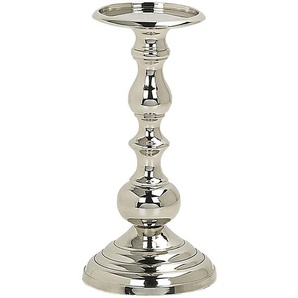 Kerzenständer Silber Aluminium glänzend klassisches Design Glamour Stil Wohnzimmer Schlafzimmer Wohnaccessoires Tischdekoration Flurdeko