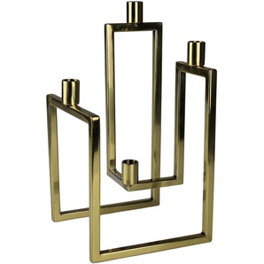 Kerzenständer AM DESIGN aus Edelstahl Kerzenhalter Gr. B/H/T: 19 cm x 33,5 cm x 18 cm, goldfarben Windlichter Laternen Stabkerzenhalter, 4 -flammig