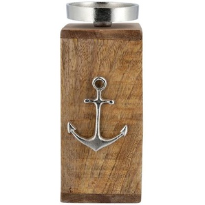 Kerzenständer   Anker ¦ holzfarben ¦ Holz ¦ Maße (cm): B: 8,5 H: 21 T: 9.0