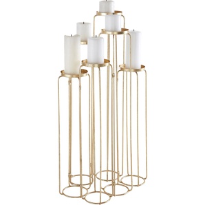 Kerzenständer LEONIQUE Mareesa Kerzenhalter Gr. B/H/T: 73 cm x 65 cm x 12 cm, goldfarben Windlichter Laternen aus Metall, für Stumpenkerzen, Höhe ca. 65 cm, variabel stellbar