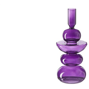 HOME STORY Kerzenständer - lila/violett - Glas - 21,5 cm - 9.0 | Möbel Kraft
