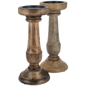 Kerzenständer, sortiert - holzfarben - Holz, Metall - 25 cm - [11.0] | Möbel Kraft