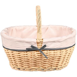Kesper Einkaufskorb, Weiß, Textil, Naturmaterialien, 30 L, oval, 33x37x45 cm, mit engem Korbgeflecht, Freizeit, Koffer & Taschen, Einkaufskörbe