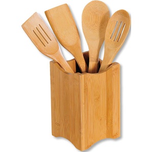 Kochbesteck-Set KESPER FOR KITCHEN & HOME Kochbesteck-Sets beige (natur) Küchenhelfer-Set Kochbesteck Küchenhelfer-Sets eckiger Behälter, Bambus