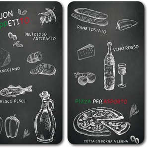 Schneide- und Abdeckplatte KESPER FOR KITCHEN & HOME Ristorante Herdabdeckplatten Gr. B/L: 30 cm x 52 cm, 2 tlg., bunt (schwarz, bunt) Küchendekoration Herdabdeckplatten mit 6 Elastikfüßen je Platte