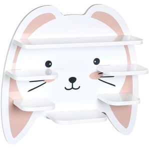 Kesper Regal, Weiß, Hellrosa, Holzwerkstoff, Hase, 45x42x12 cm, FSC 100%, hängend, Toniebox und tonies®-Figuren kompatibel, Wohnzimmer, Regale, Wandregale