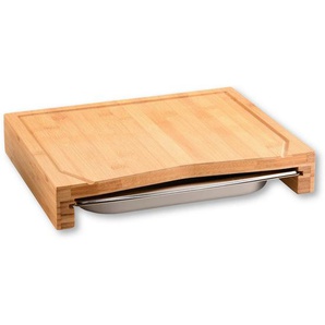 Kesper Schneidebrett, Edelstahl, Hellbraun, Holz, Metall, Bambus, 36.5x6.8x28.5 cm, FSC 100%, Saftrille, Küchenzubehör, Schneidebretter