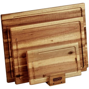 Kesper Schneidebrett-Set, Braun, Holz, 4-teilig, Akazie, 11.2x31.5x40 cm, FSC 100%, Küchenzubehör, Schneidebretter