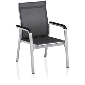 KETTLER Basic Plus Premium Stapelsessel, silber/lakritz, Alu/Outdoorgewebe, 0102405-0000