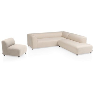 Kettler Osea Loungeset mit Mittelteil/Sessel, 3-teilig - Textilgewebe beige 0107836-7820_0107839-7820