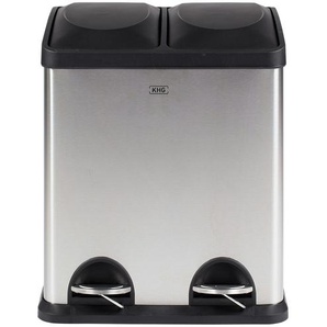 KHG Abfalleimer 2x15 l   ¦ silber ¦ Maße (cm): H: 48