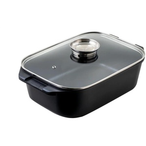 KHG Aromabräter aus Aluguss eckig  ¦ schwarz ¦ Aluminium-Guss ¦ Maße (cm): B: 41 H: 12