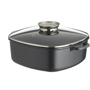 KHG Aromabräter aus Aluguss | schwarz | Aluminium-Guss | 28 cm | 10,9 cm |