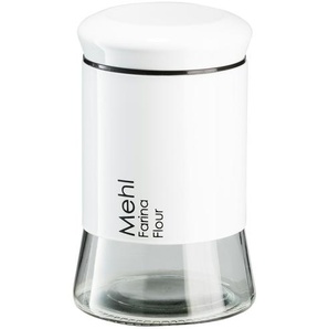 KHG Aufbewahrungsdose  Mehl - weiß - Glas , Edelstahl - 18,5 cm | Möbel Kraft