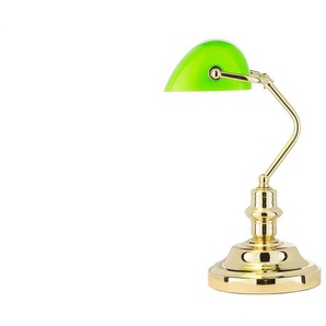 KHG Banker-Lampe Messing mit grünem Schirm   ¦ gold ¦ Maße (cm): B: 27 H: 38 T: 27.0