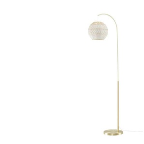 KHG Bogenleuchte 1-flammig messing/ Rattan-Schirm - gold - Materialmix - 55 cm - 185 cm - cm 30,0 | Möbel Kraft