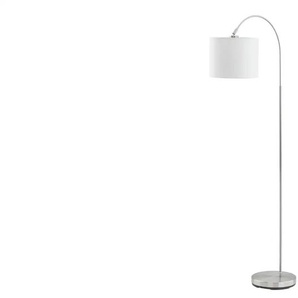 KHG Bogenleuchte 1-flammig Stoffschirm weiß - silber - Materialmix - 54 cm - 149 cm - cm 25,0 | Möbel Kraft