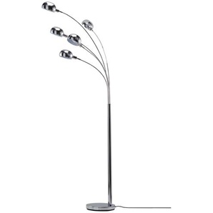 KHG Bogenleuchte, 5-flammig, chrom ¦ silber ¦ Maße (cm): B: 46,3 H: 198 T: 28