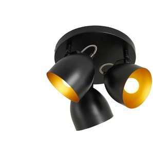 KHG Deckenstrahler 3-flammig schwarz innen goldfarben - schwarz - Materialmix - 15 cm - 25.0 | Möbel Kraft