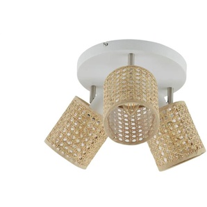 KHG Deckenstrahler  3-flammig  weiß  ´Wiener Geflecht` Rondell   ¦ weiß ¦ Maße (cm): H: 19  Ø: 24