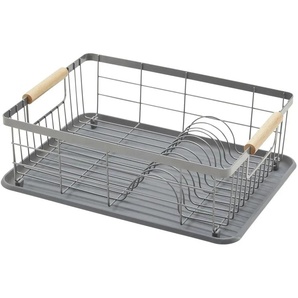 KHG Geschirrabtropfständer   ¦ grau ¦ Kunststoff,Holz ¦ Maße (cm): B: 32 H: 15