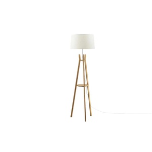 KHG Holz-Stehleuchte mit Stoffschirm und Ablage - braun - Materialmix - 153 cm - 44.0 | Möbel Kraft