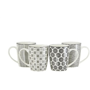 KHG Kaffeebecher 4er Set Vario | schwarz | Porzellan | 10 cm | 11,8 cm |