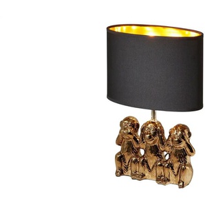 KHG Keramik-Tischleuchte 1-flammig goldfarbig `3 Affen` - gold - Materialmix - 26 cm - 36 cm - cm 13,0 | Möbel Kraft