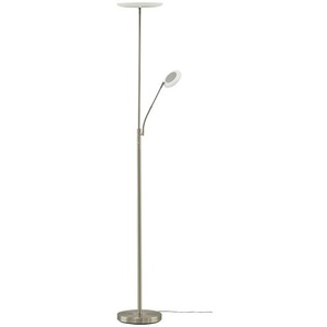 KHG LED-Deckenfluter  2-flammig  Nickel-matt   ¦ silber ¦ Maße (cm): H: 180  Ø: 26