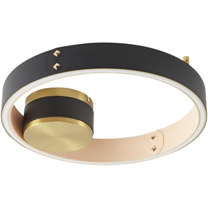 KHG LED-Deckenleuchte  Kunstleder schwarz/goldfarben   ¦ schwarz ¦ Maße (cm): H: 5  Ø: 40