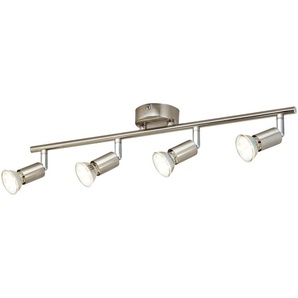 KHG LED- Deckenspot, 4-flammig, nickel matt ¦ silber ¦ Maße (cm): B: 53,5 H: 15,5 T: 8