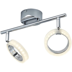 KHG LED-Deckenstrahler  2-flammig  Acrylringe   ¦ silber ¦ Maße (cm): B: 30 H: 9,5 T: 11.0