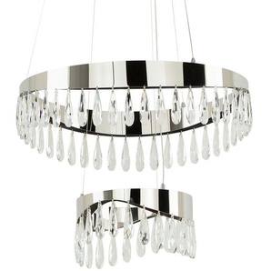 KHG LED-Kristall-Pendelleuchte  chrom   ¦ silber ¦ Maße (cm): H: 150  Ø: 50