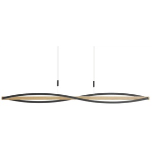KHG LED-Pendelleuchte 3-flammig schwarz/ Eiche - holzfarben - Materialmix - 123 cm - 155 cm - cm 58,0 | Möbel Kraft