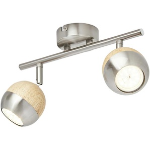 KHG LED-Spot  2-flammig mit Holz   ¦ braun ¦ Maße (cm): B: 28 H: 14 T: 18.0