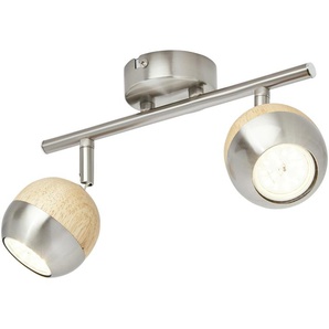 KHG LED-Spot, 2-flammig mit Holz ¦ braun ¦ Maße (cm): B: 28 H: 14 T: 18