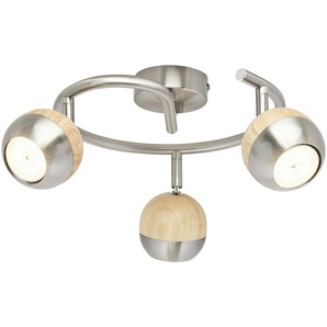 KHG LED-Spot  3-flammig mit Holz   ¦ braun ¦ Maße (cm): H: 18  Ø: 24.5