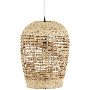 KHG Pendelleuchte 1-flammig Papierfäden/ naturfarb. ¦ holzfarben ¦ Maße (cm): H: 150 Ø: 33