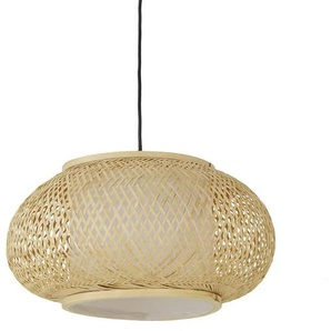 KHG Pendelleuchte  1-flammig  Rattan/ Stoff   ¦ creme ¦ Maße (cm): H: 140  Ø: 40