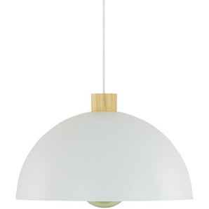 KHG Pendelleuchte  1-flammig  weiß/ Holz   ¦ weiß ¦ Maße (cm): H: 150  Ø: 40