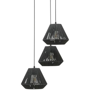 KHG Pendelleuchte 3-flammig Seilgeflecht schwarz - schwarz - Materialmix - 150 cm - 50.0 | Möbel Kraft