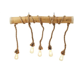 KHG Pendelleuchte 5-flammig Bambus - holzfarben - Materialmix - 101 cm - 150 cm - cm 9,0 | Möbel Kraft