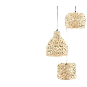 KHG Rattan-Pendelleuchte 3-flammig - holzfarben - Materialmix - 150 cm - 50.0 | Möbel Kraft