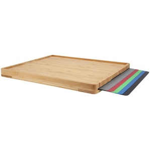 KHG Schneidebrett mit Unterlagen - holzfarben - Holz,Kunststoff,Bambus - 33 cm - 3,5 cm | Möbel Kraft